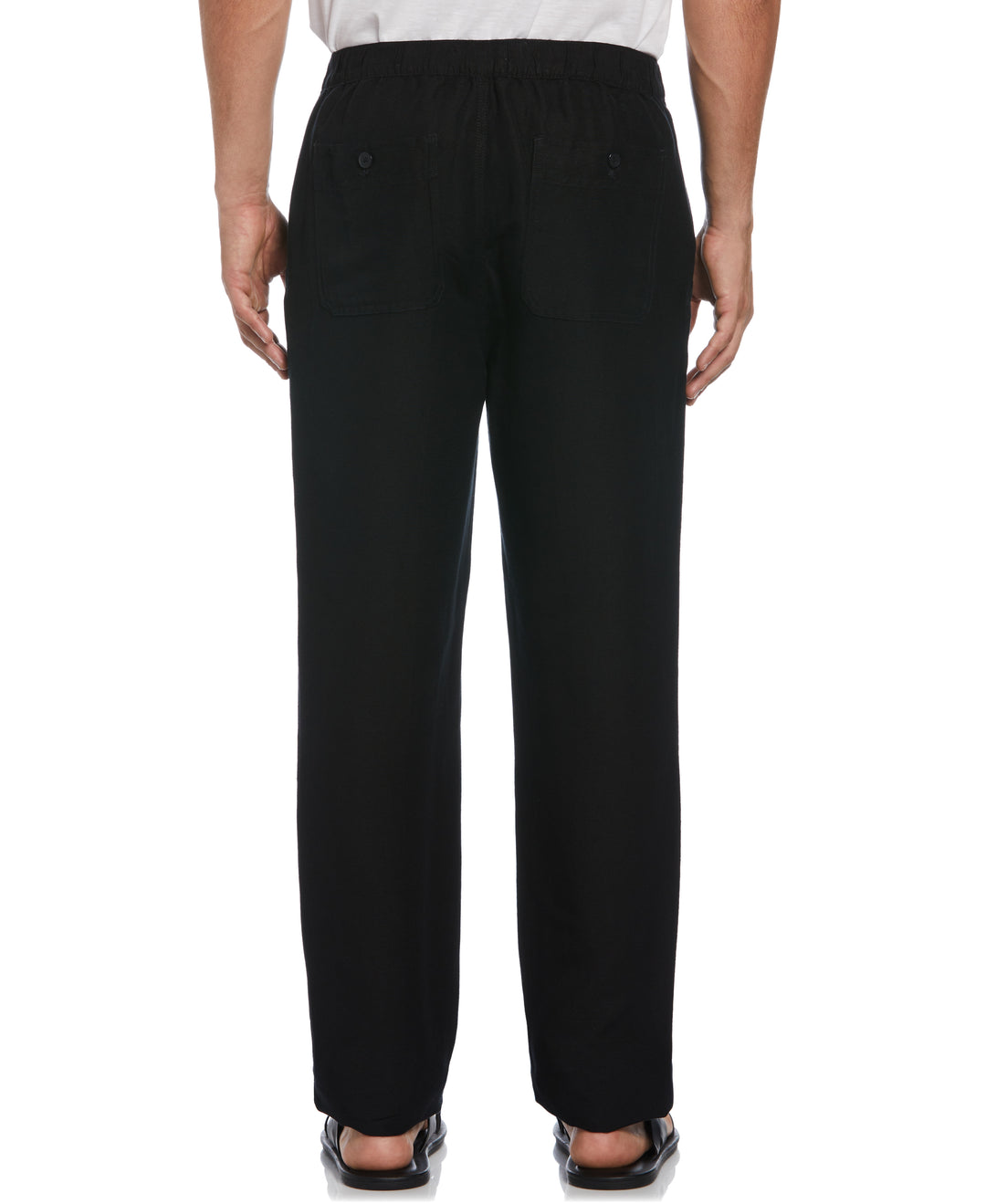 Linen Blend Drawstring Pant (Jet Black) 