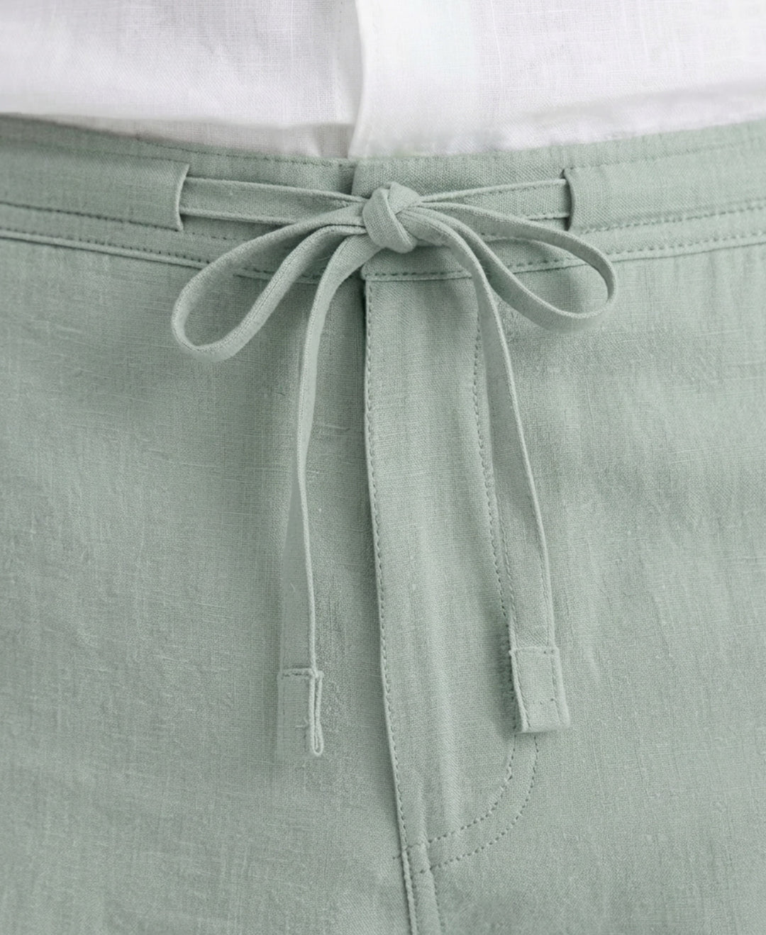Linen Blend Drawstring Pant (Green Milieu) 