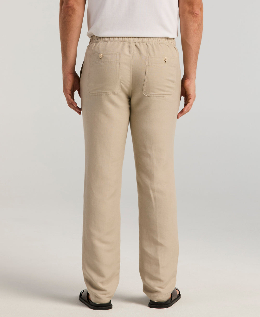 Linen Blend Drawstring Pant (Island Fossil) 