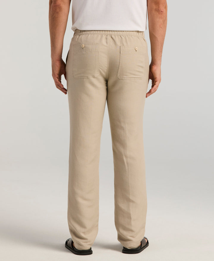 Linen Blend Drawstring Pant (Island Fossil) 