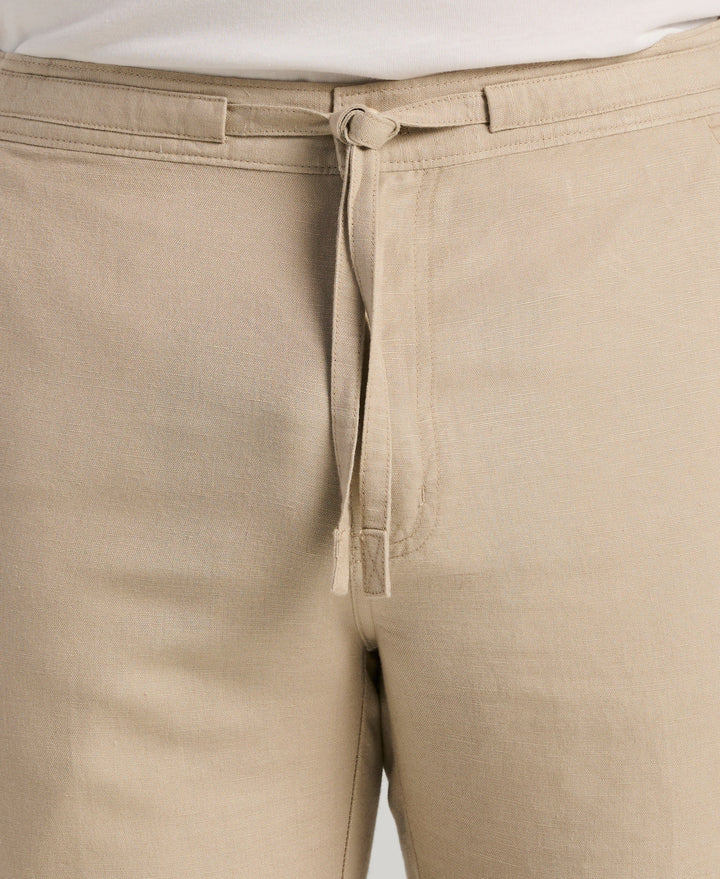 Linen Blend Drawstring Pant (Island Fossil) 