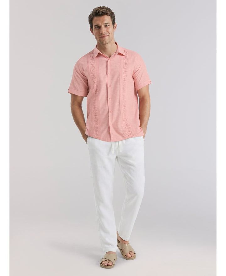 Linen-Blend Core Drawstring Pants-Pants-Cubavera