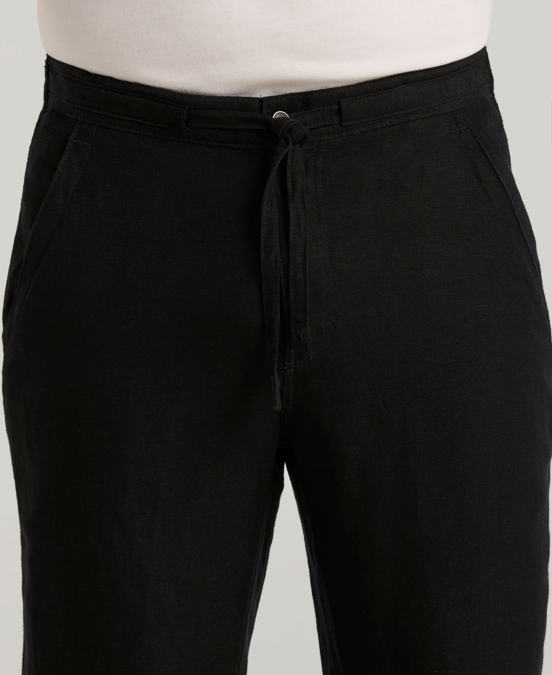 Linen Blend Drawstring Pant (Jet Black) 