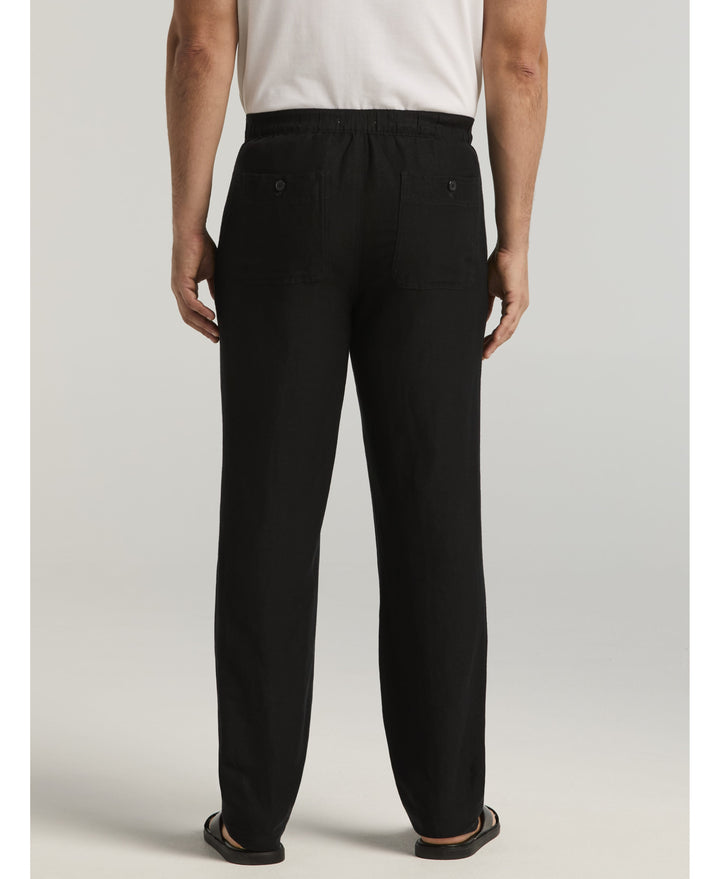 Linen-Blend Core Drawstring Pants-Pants-Cubavera
