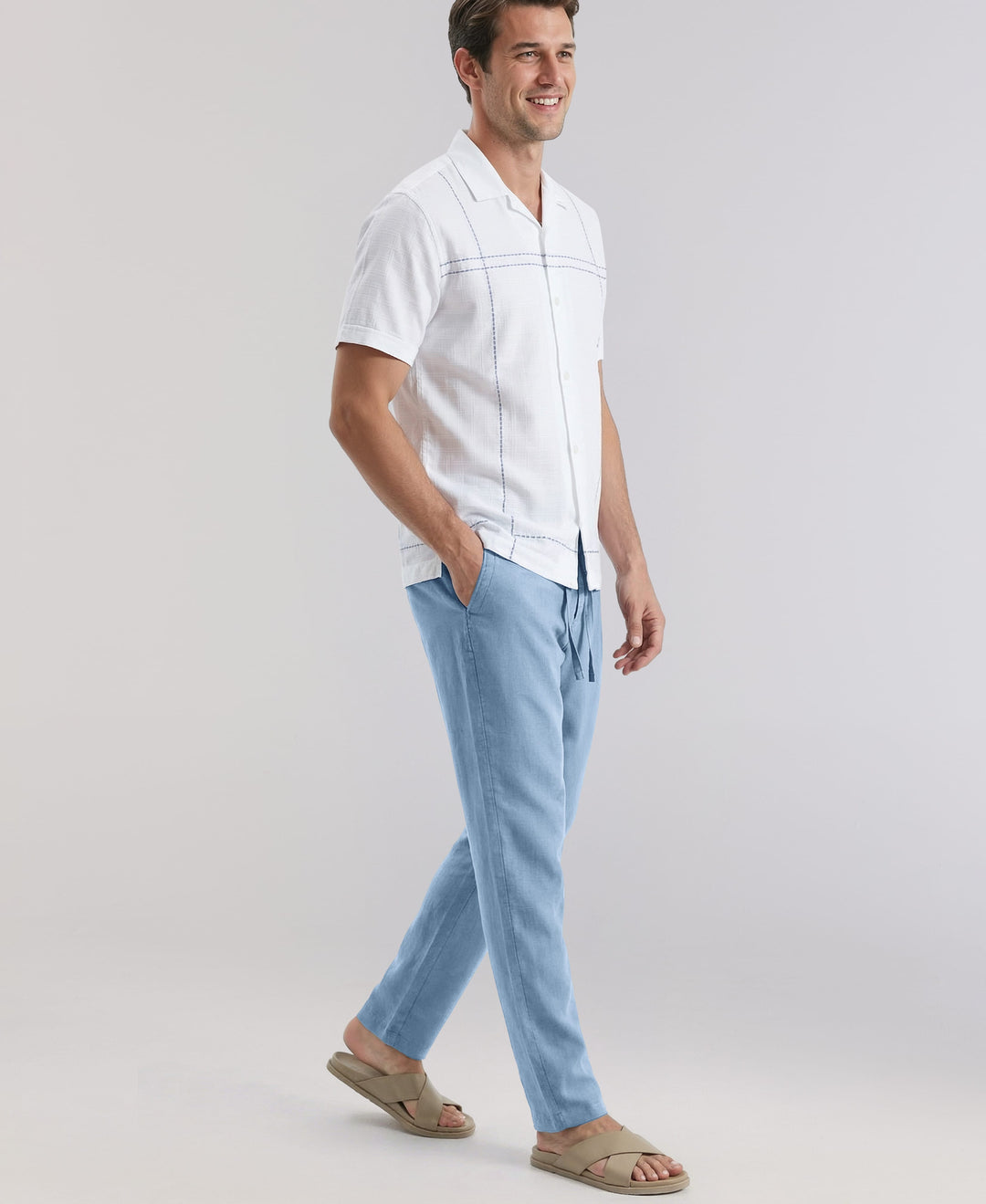 Linen Blend Drawstring Pant (Allure) 