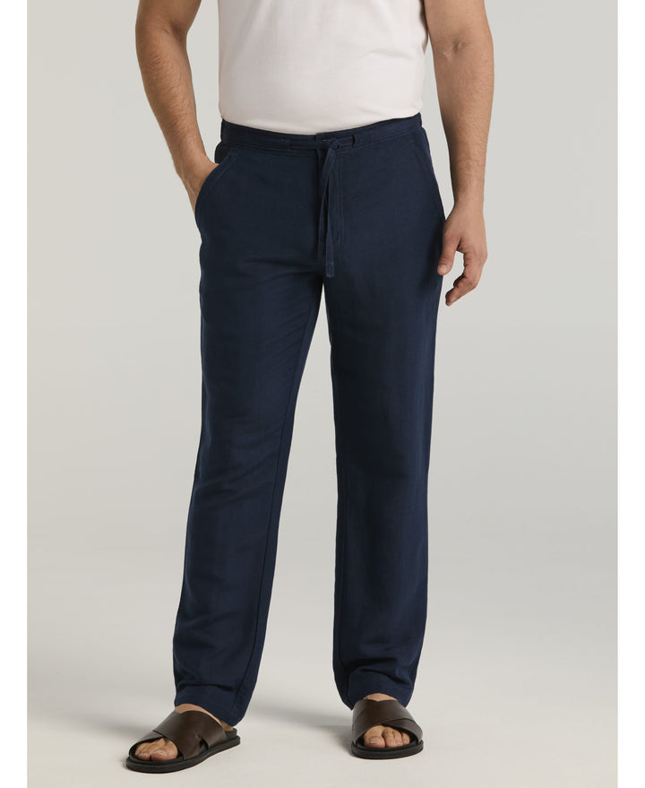 Linen-Blend Core Drawstring Pants-Pants-Dress Blues-S-30-Cubavera