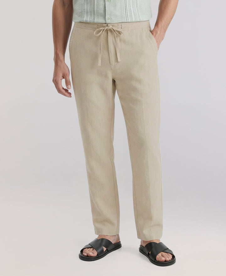Linen Blend Drawstring Pant (Island Fossil) 