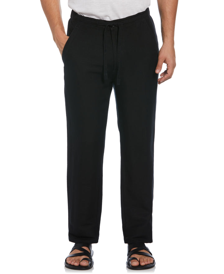 Linen Blend Drawstring Pant (Jet Black) 
