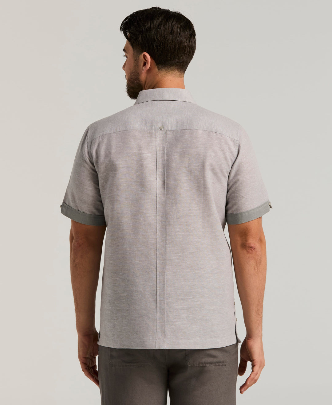 Linen Blend Guayabera Shirt (Sleet) 