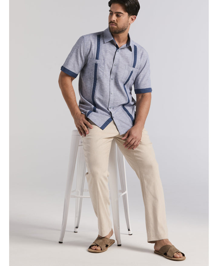Linen Blend Cross Dye Guayabera Shirt-Guayaberas-Cubavera