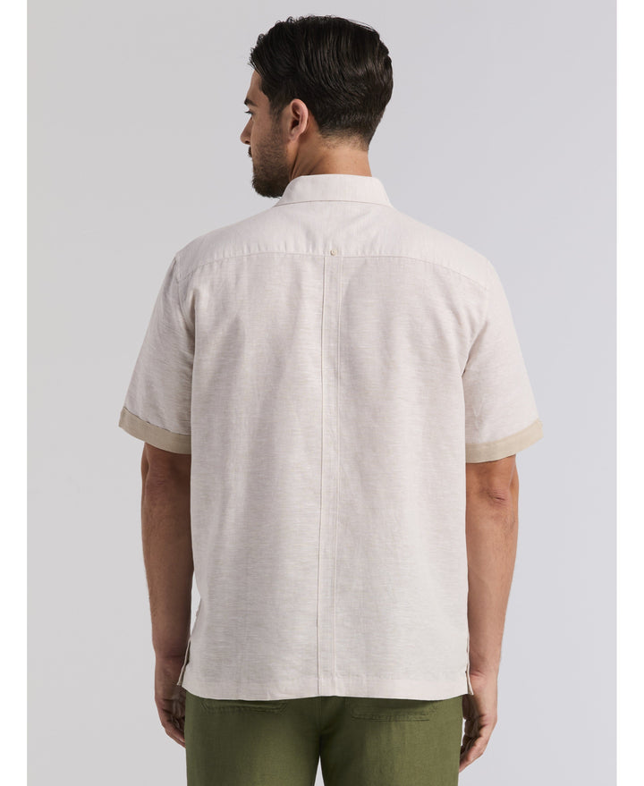 Linen Blend Cross Dye Guayabera Shirt-Guayaberas-Cubavera