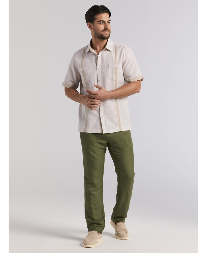 Linen Blend Cross Dye Guayabera Shirt-Guayaberas-Cubavera