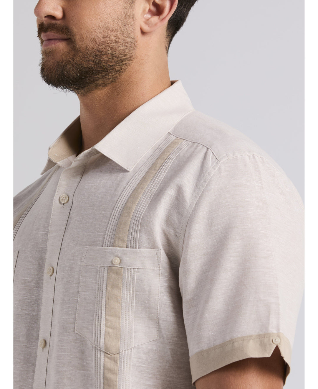 Linen Blend Cross Dye Guayabera Shirt-Guayaberas-Cubavera