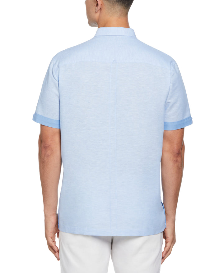 Linen Blend Guayabera Shirt (Della Robia Blue) 