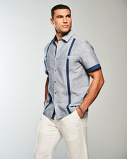 Linen Blend Cross Dye Guayabera Shirt-Guayaberas-Cubavera