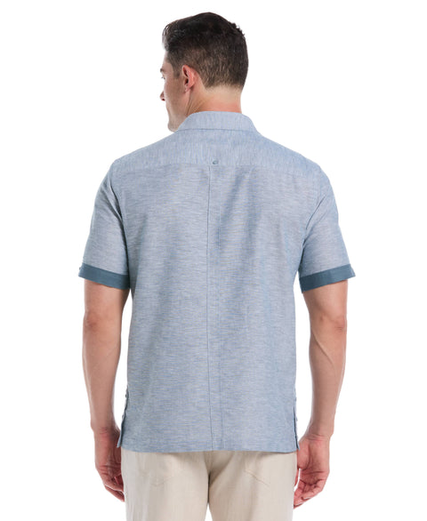 Linen Blend Cross Dye Guayabera Shirt-Guayaberas-Cubavera