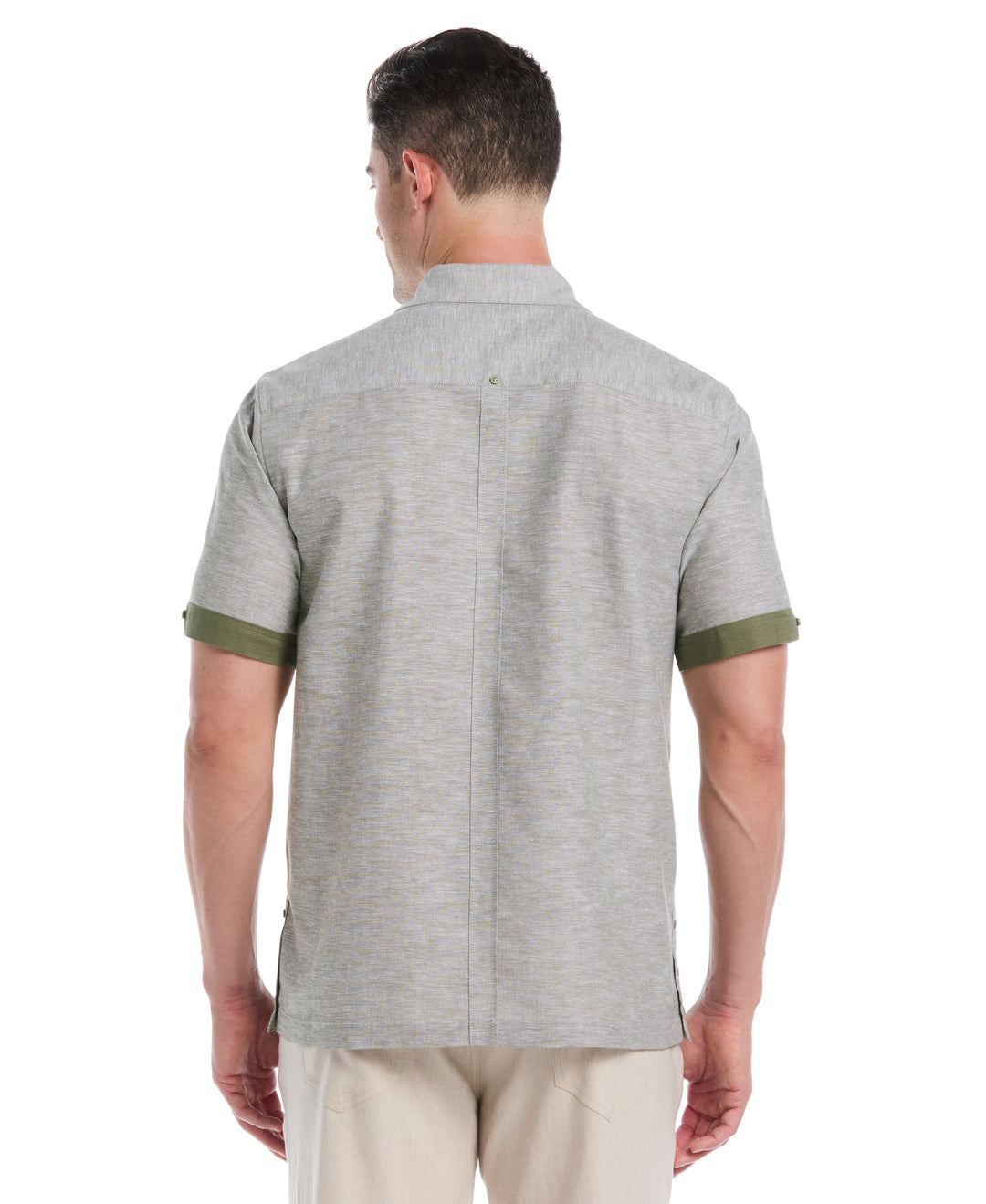 Linen Blend Guayabera Shirt (Olivine) 