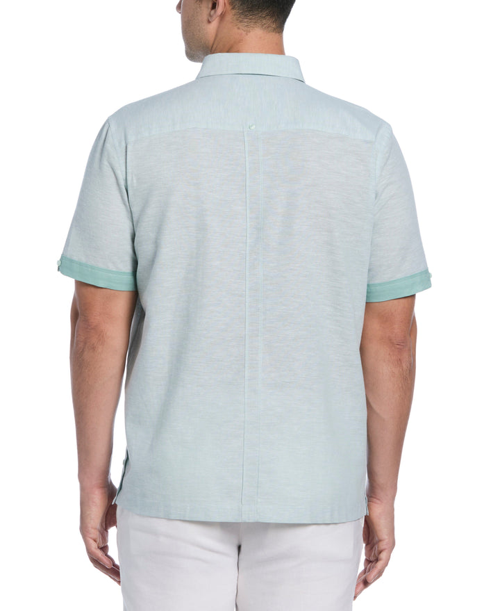Linen Blend Guayabera Shirt (Blue Surf) 