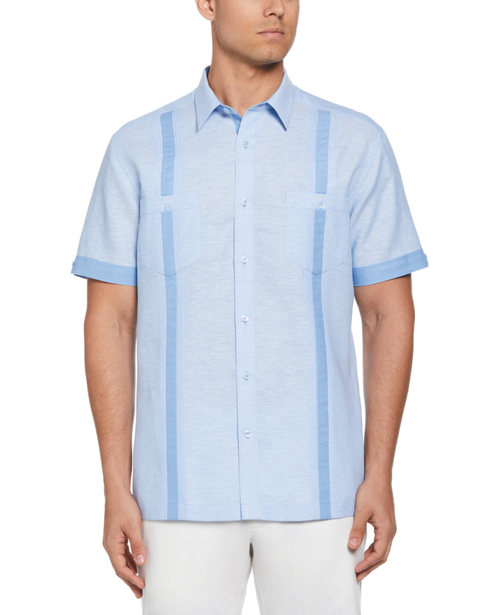 Linen Blend Guayabera Shirt (Della Robia Blue) 
