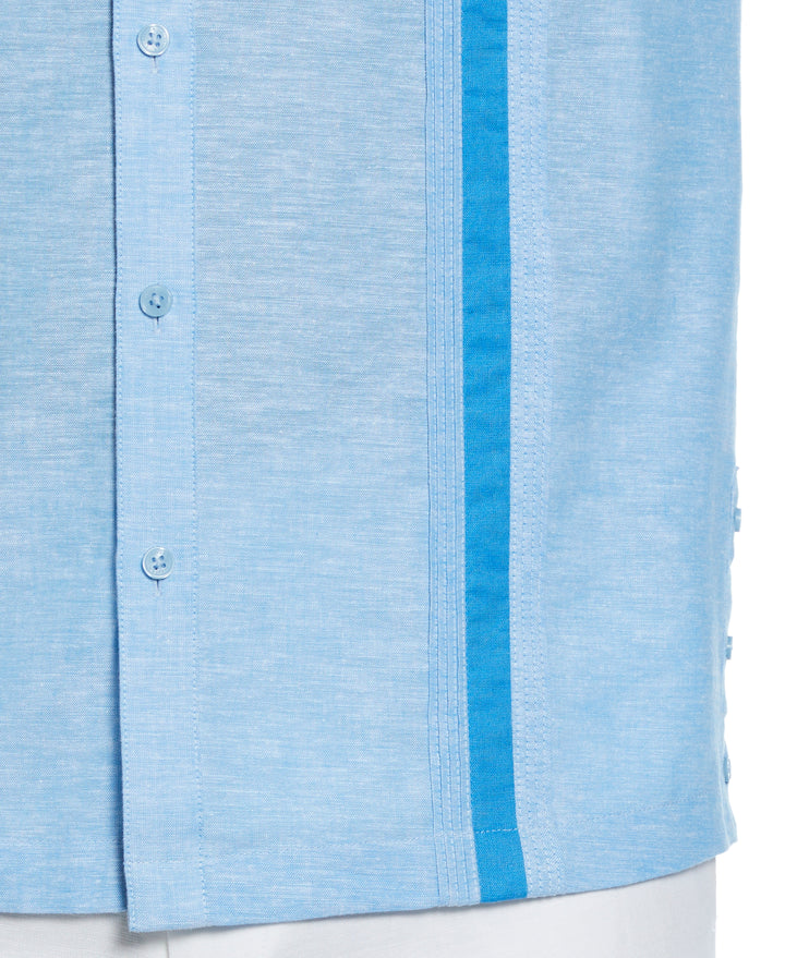 Linen Blend Guayabera Shirt (Malibu Blue) 