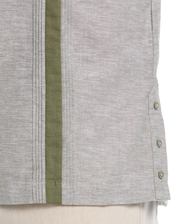 Linen Blend Guayabera Shirt (Olivine) 