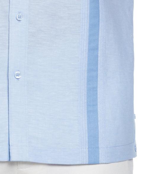 Linen Blend Cross Dye Guayabera Shirt (Della Robia Blue) 