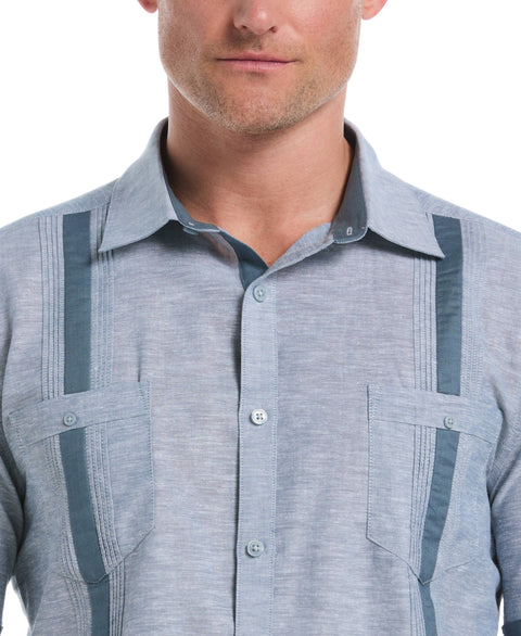 Linen Blend Cross Dye Guayabera Shirt-Guayaberas-Cubavera