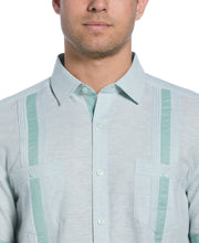 Linen Blend Cross Dye Guayabera Shirt (Blue Surf) 