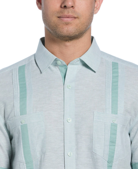 Linen Blend Cross Dye Guayabera Shirt (Blue Surf) 