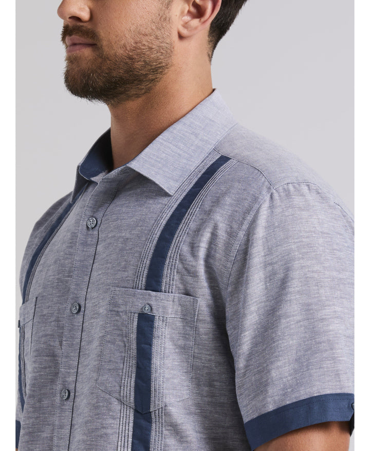 Linen Blend Cross Dye Guayabera Shirt-Guayaberas-Cubavera