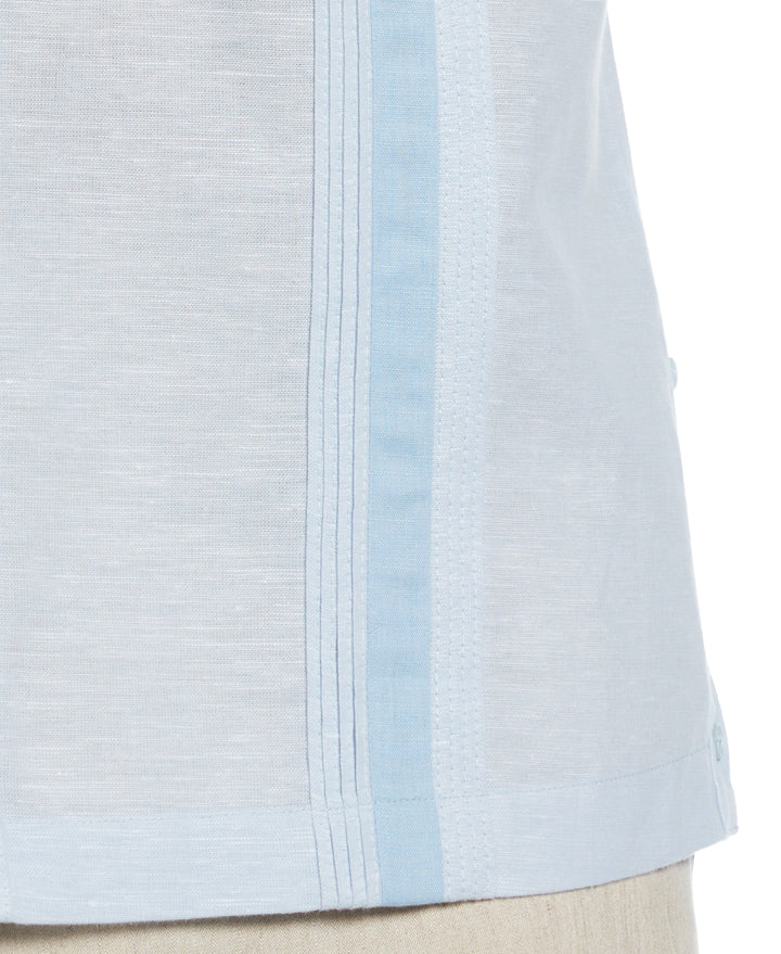 Linen Blend Guayabera Shirt (Cerulean) 