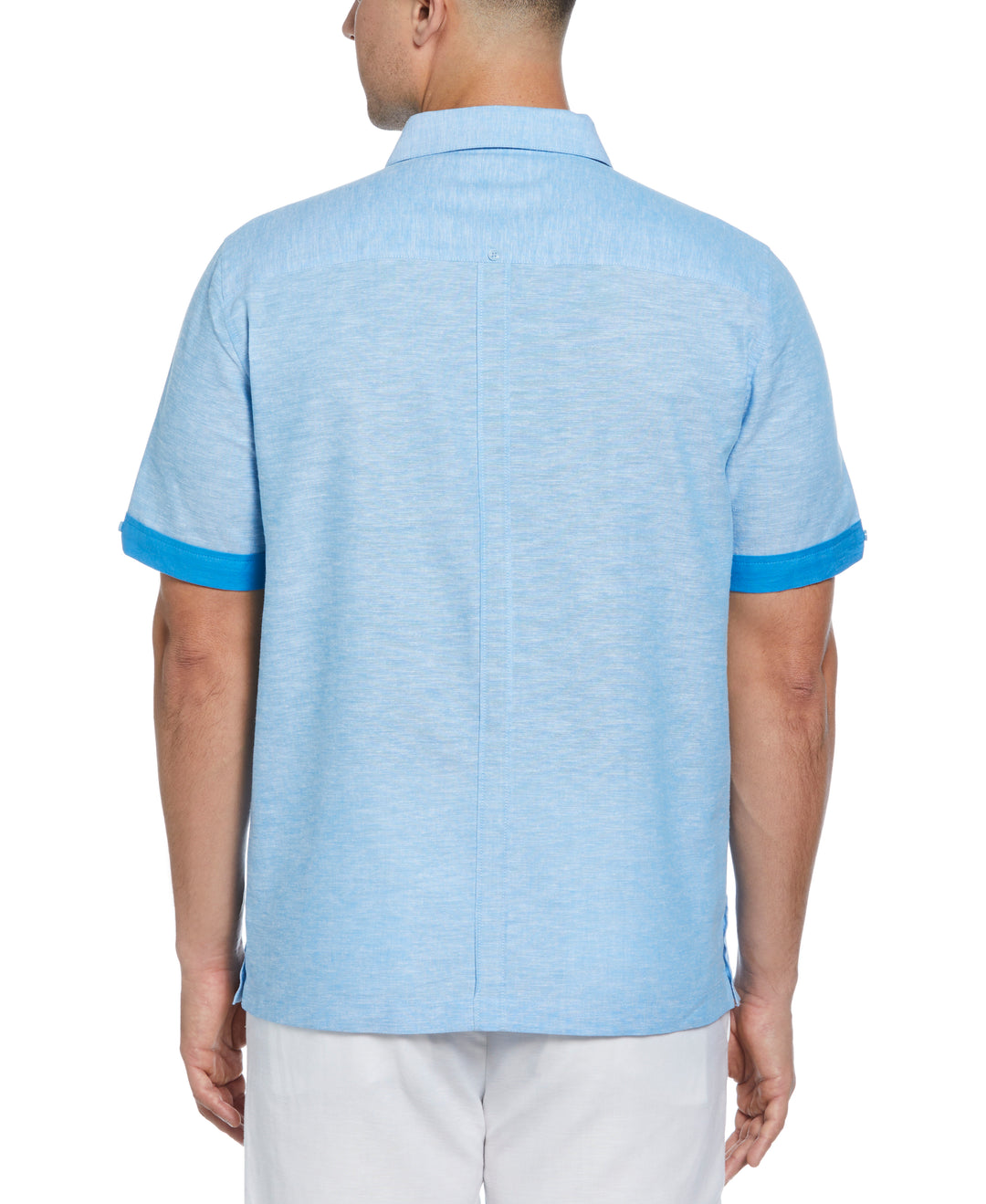 Linen Blend Guayabera Shirt (Malibu Blue) 