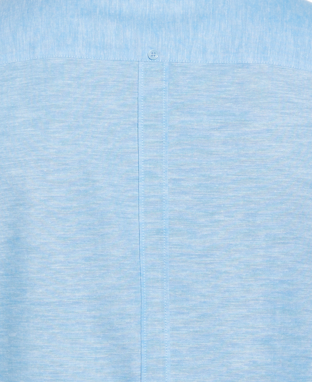 Linen Blend Guayabera Shirt (Malibu Blue) 