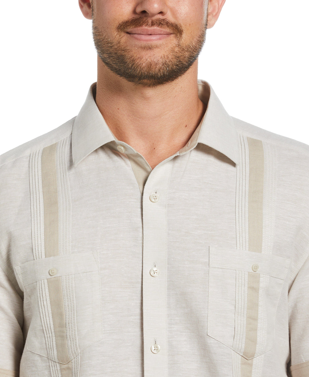 Linen Blend Cross Dye Guayabera Shirt | Cubavera