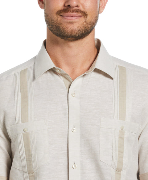Linen Blend Cross Dye Guayabera Shirt (Silver Lining) 