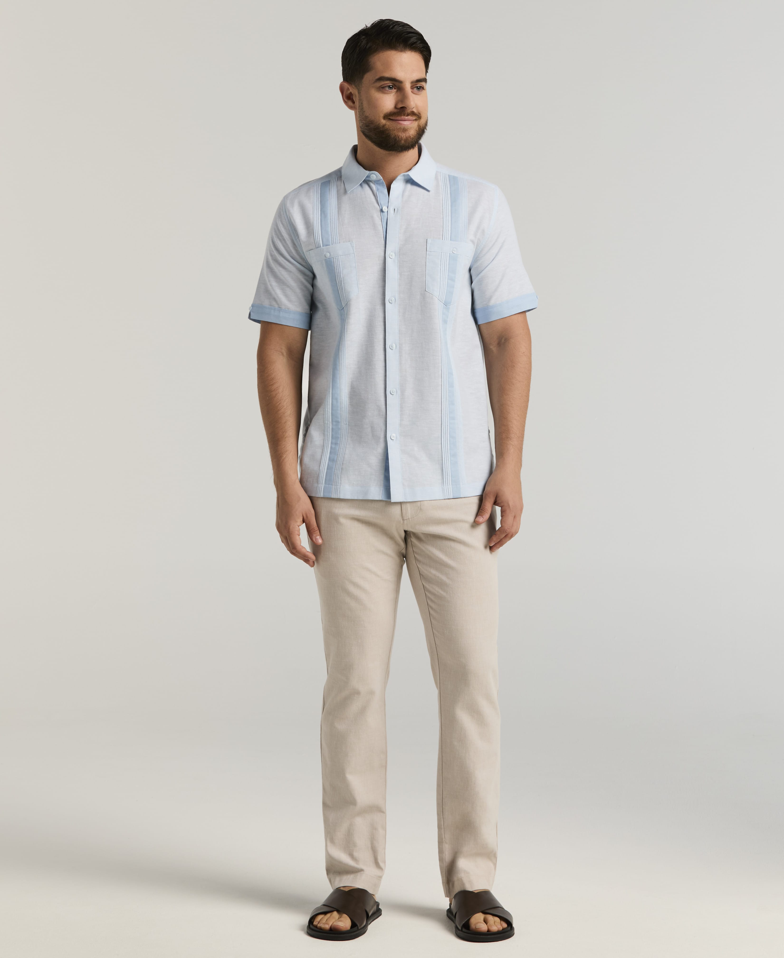 Linen Blend Cross Dye Guayabera Shirt – Cubavera
