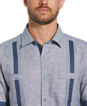 Linen Blend Cross Dye Guayabera Shirt (Ensign Blue) 