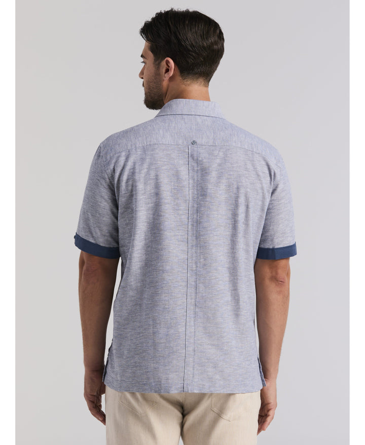 Linen Blend Cross Dye Guayabera Shirt-Guayaberas-Cubavera