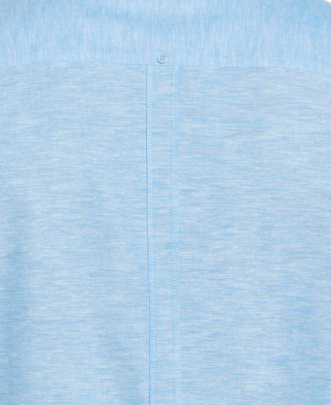 Linen Blend Cross Dye Guayabera Shirt (Malibu Blue) 