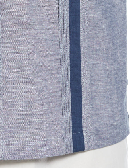 Linen Blend Cross Dye Guayabera Shirt (Ensign Blue) 