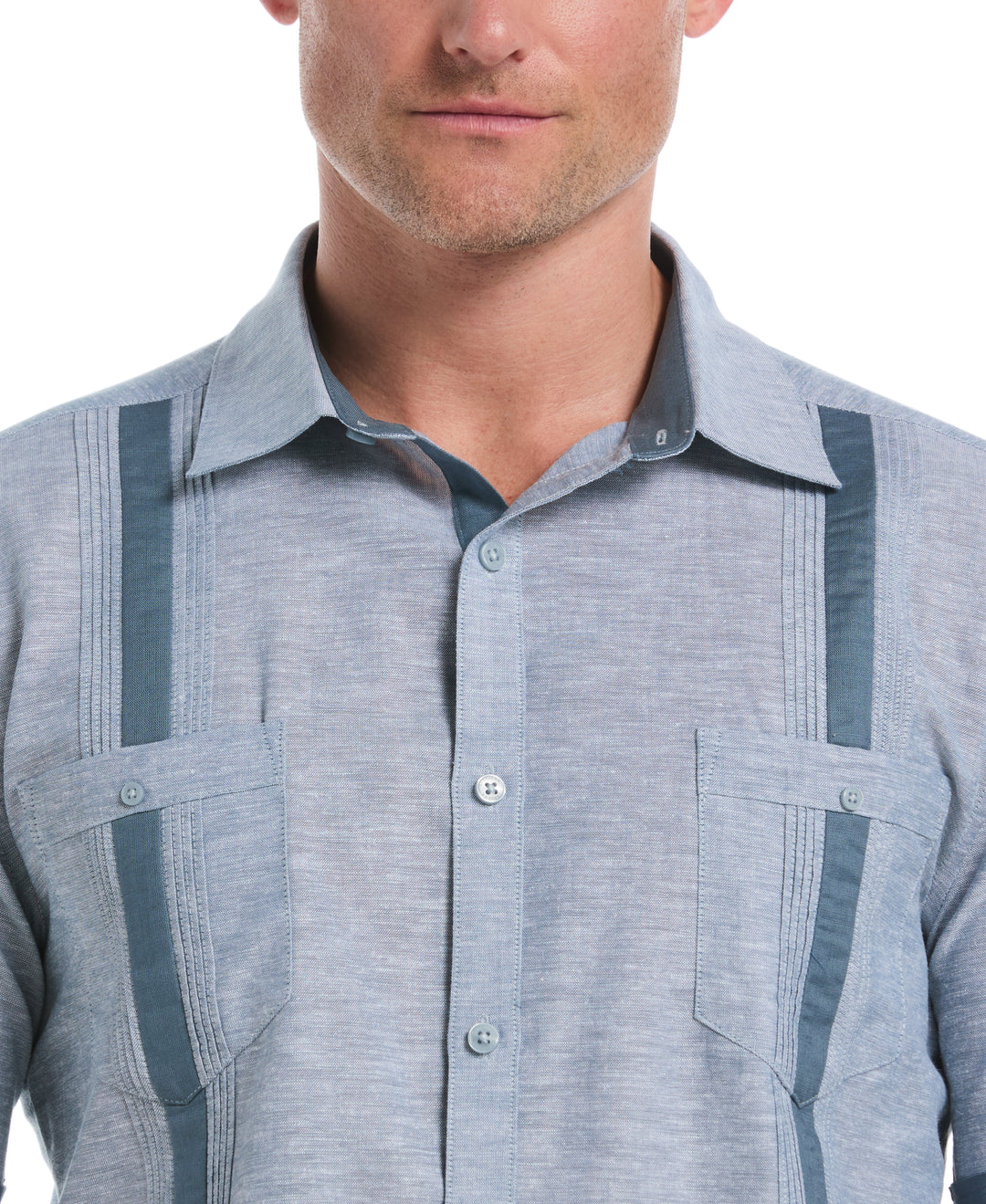 Linen Blend Guayabera Shirt (Tapestry) 