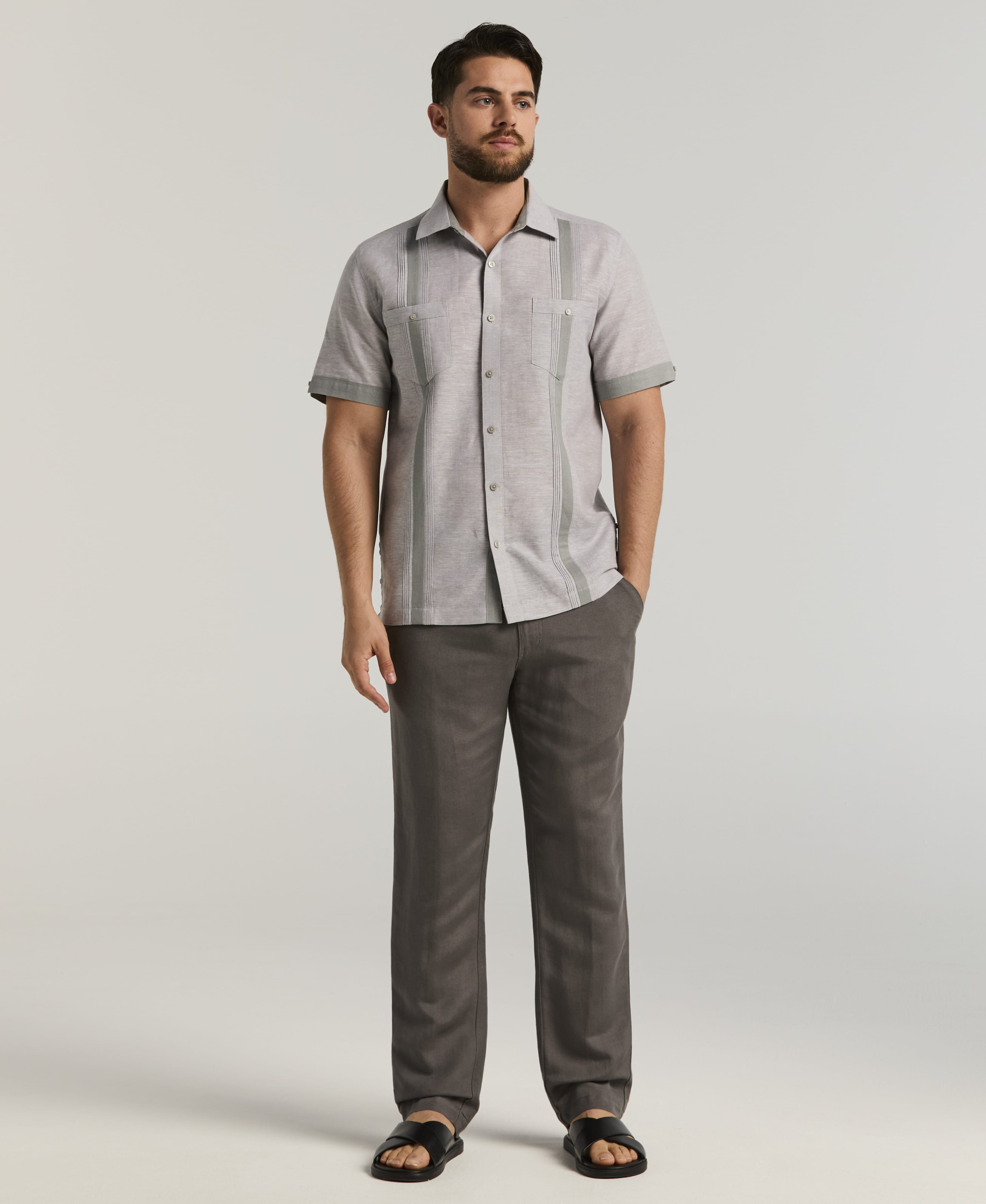 Linen Blend Cross Dye Guayabera Shirt – Cubavera