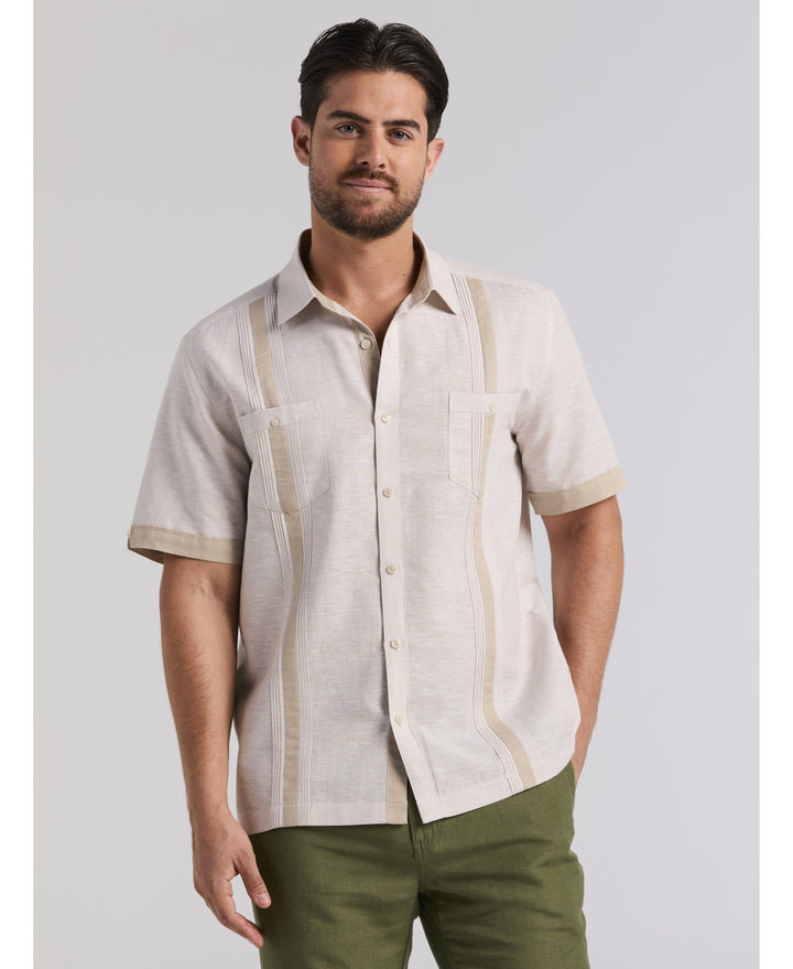 Linen Blend Cross Dye Guayabera Shirt-Guayaberas-Cubavera