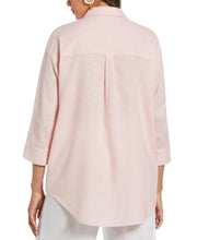 Linen Blend Cross-Dyed Popover Shirt (Silver Pink) 