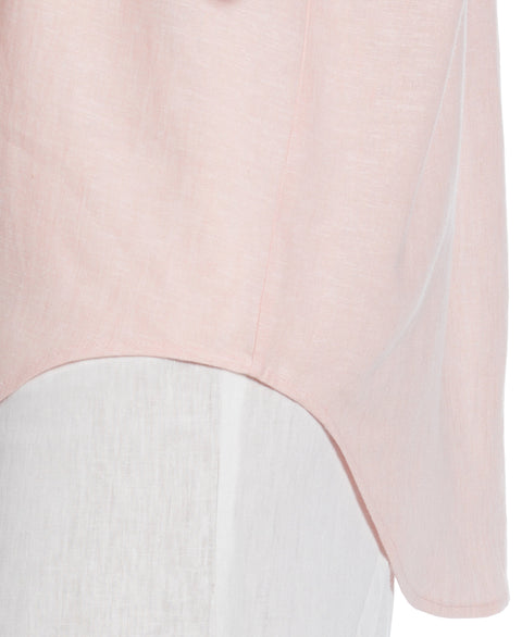 Linen Blend Cross-Dyed Popover Shirt (Silver Pink) 