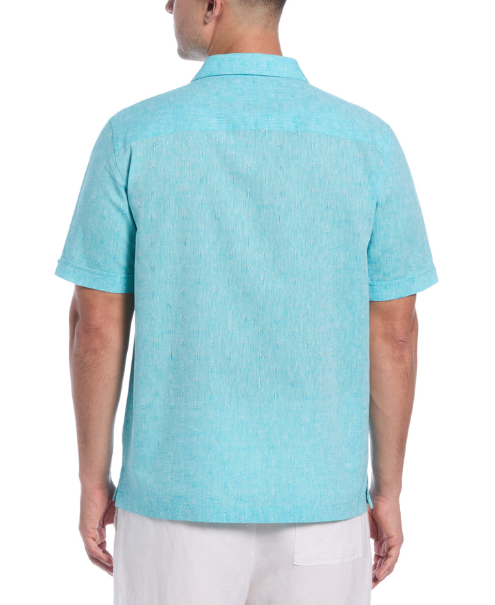 Linen Blend Diamond Dobby Print Shirt (Ceramic) 