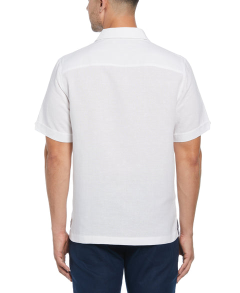 Linen Blend Dobby Camp Collar Shirt (Brilliant White) 