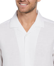Linen Blend Dobby Camp Collar Shirt (Brilliant White) 