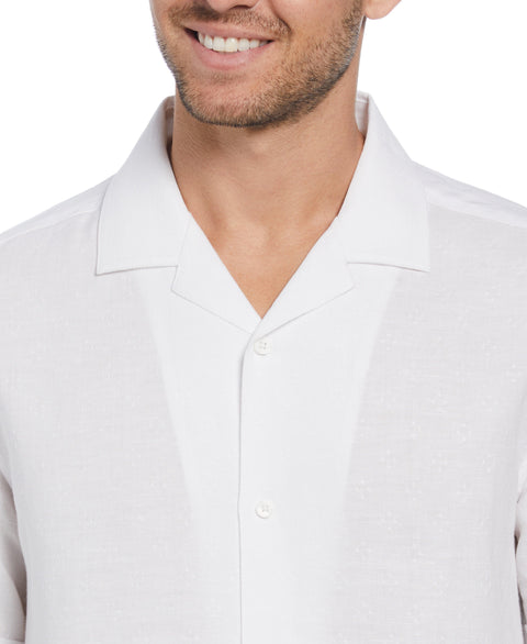 Linen Blend Dobby Camp Collar Shirt (Brilliant White) 
