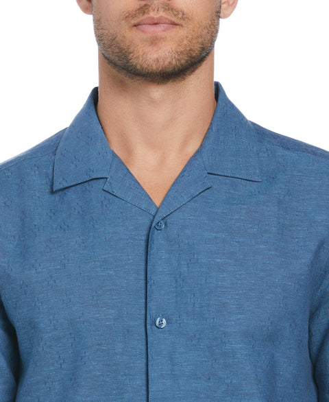 Linen Blend Dobby Camp Collar Shirt (Spellbound) 
